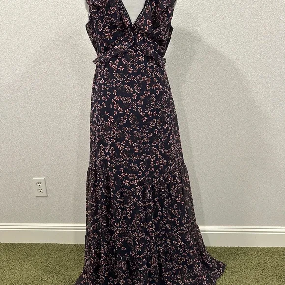 Lulu's Navy and Pink Floral Maxi Dress - Picture 1 of 5